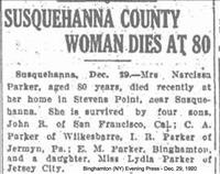 Parker, Narcissa (Obit)